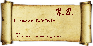 Nyemecz Bónis névjegykártya